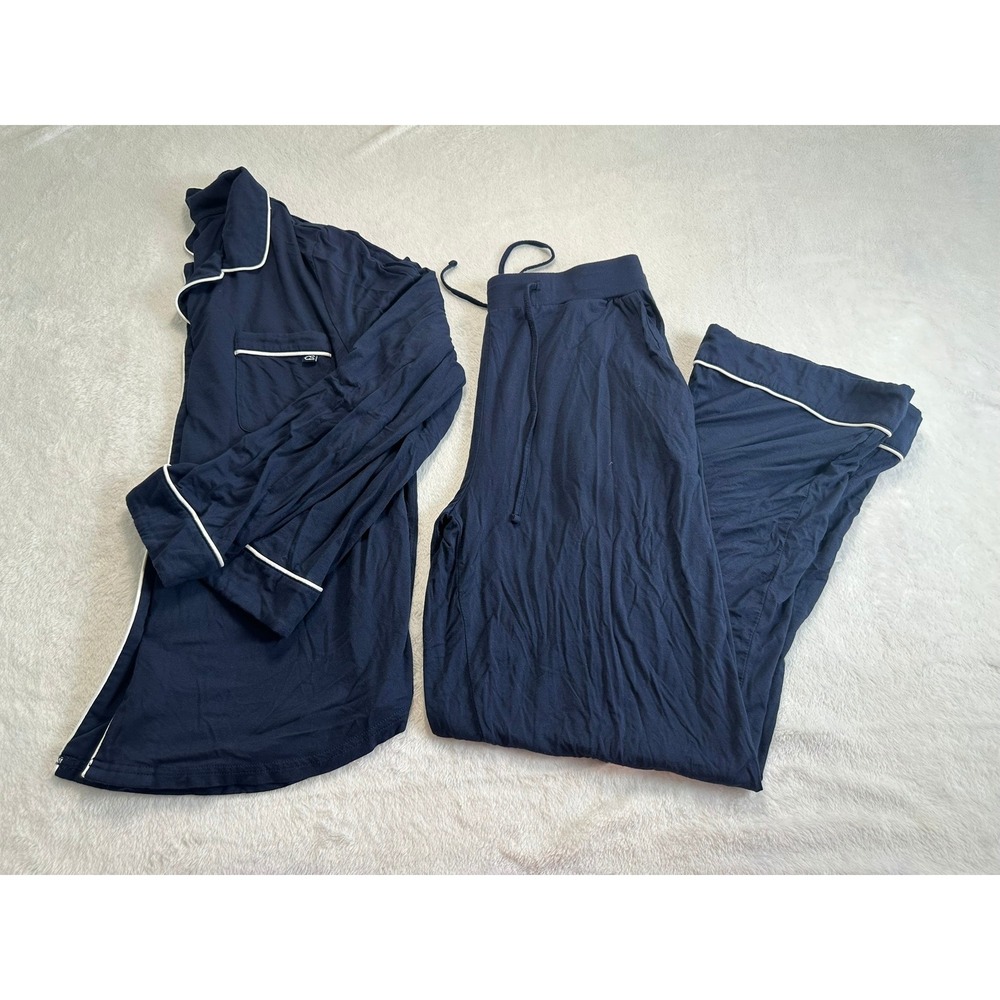 Cozy Earth Pajama Set Women S Navy Blue Excellent Bamboo Long Sleeve Loungewear